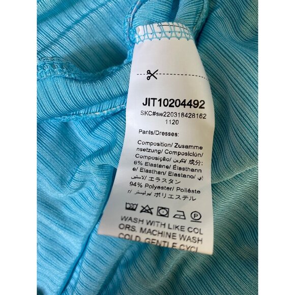 Turquoise Blue Ribbed Dress Large‎ Bodycon Stretch Dress Sexy Party Tight Cute - Picture 5 of 8